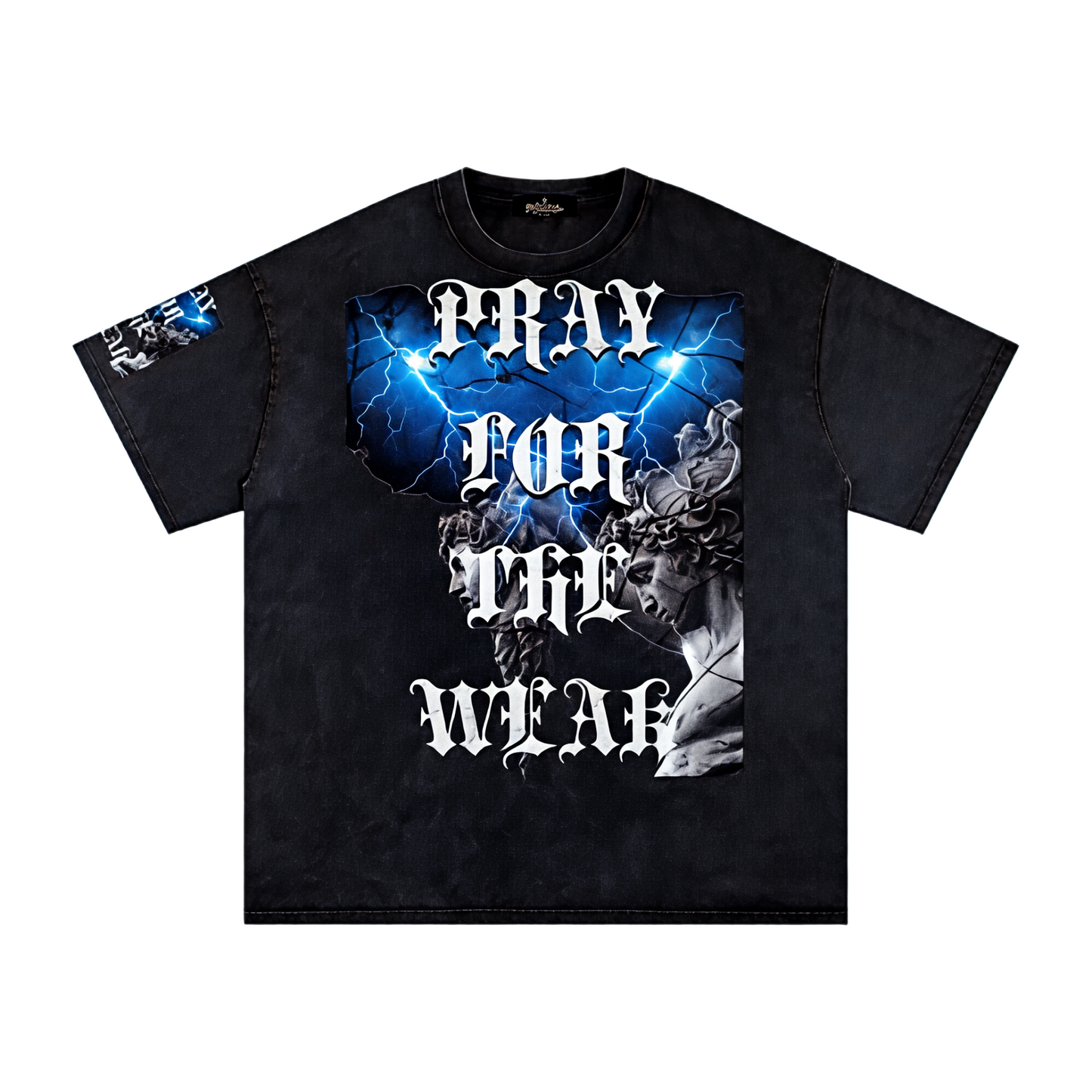 Pray For the Weak Snow Washed Oversized Cotton T-Shirt