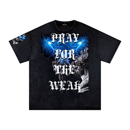 Pray For the Weak Snow Washed Oversized Cotton T-Shirt