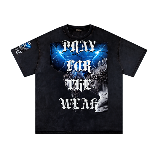 Pray For the Weak Snow Washed Oversized Cotton T-Shirt