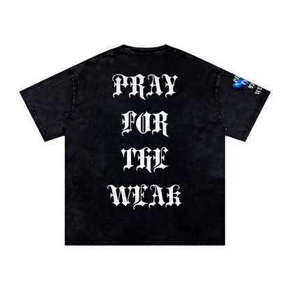 Pray For the Weak Snow Washed Oversized Cotton T-Shirt
