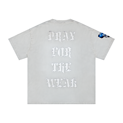 Pray For the Weak Snow Washed Oversized Cotton T-Shirt