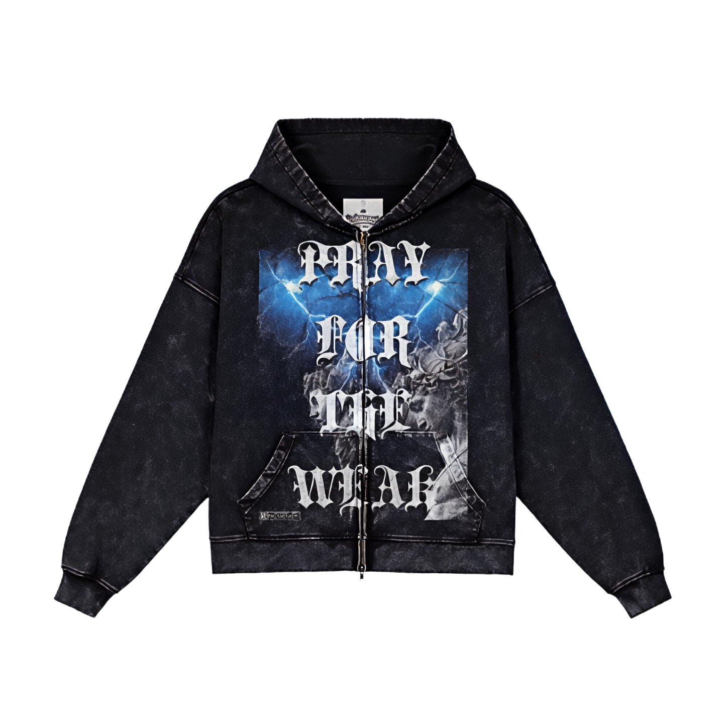 Pray For The Weak Jumbo Print Zip Hoodie
