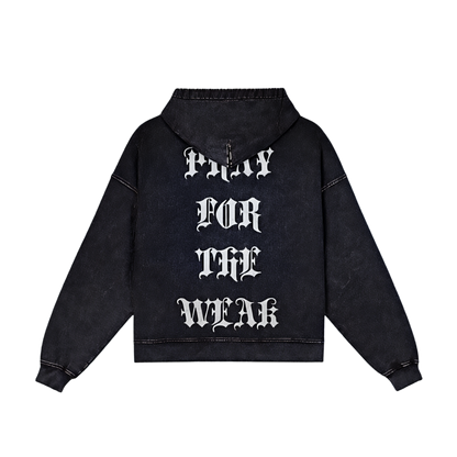 Pray For The Weak Jumbo Print Zip Hoodie