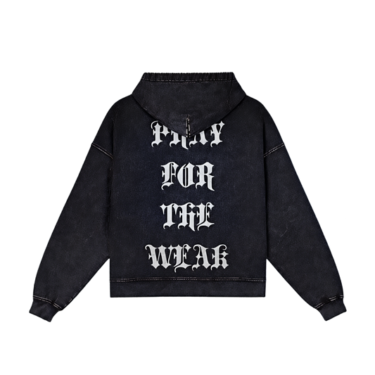 Pray For The Weak Jumbo Print Zip Hoodie