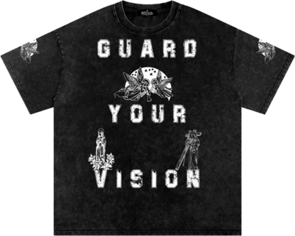 "Guard Your Vision" Snow Washed Oversized Cotton T-Shirt