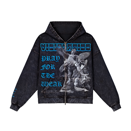 Pray For the Weak Jumbo Print Zip Hoodie