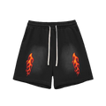 Flame 🔥 Skull 💀 Sun Fade Raw Edge Shorts