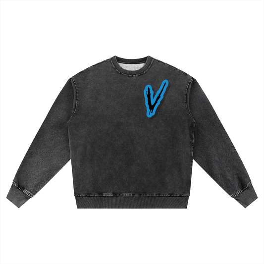 Zombies Snow Wash Oversized Crewneck Sweatshirt