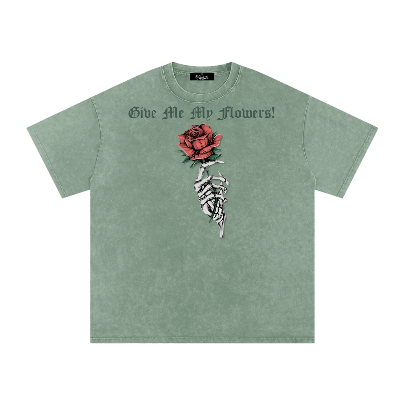 "Give Me My Flowers" 🌹 Snow Washed Oversized Cotton T-Shirt