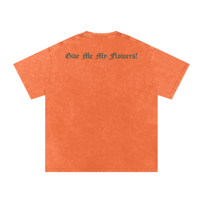 "Give Me My Flowers" 🌹 Snow Washed Oversized Cotton T-Shirt