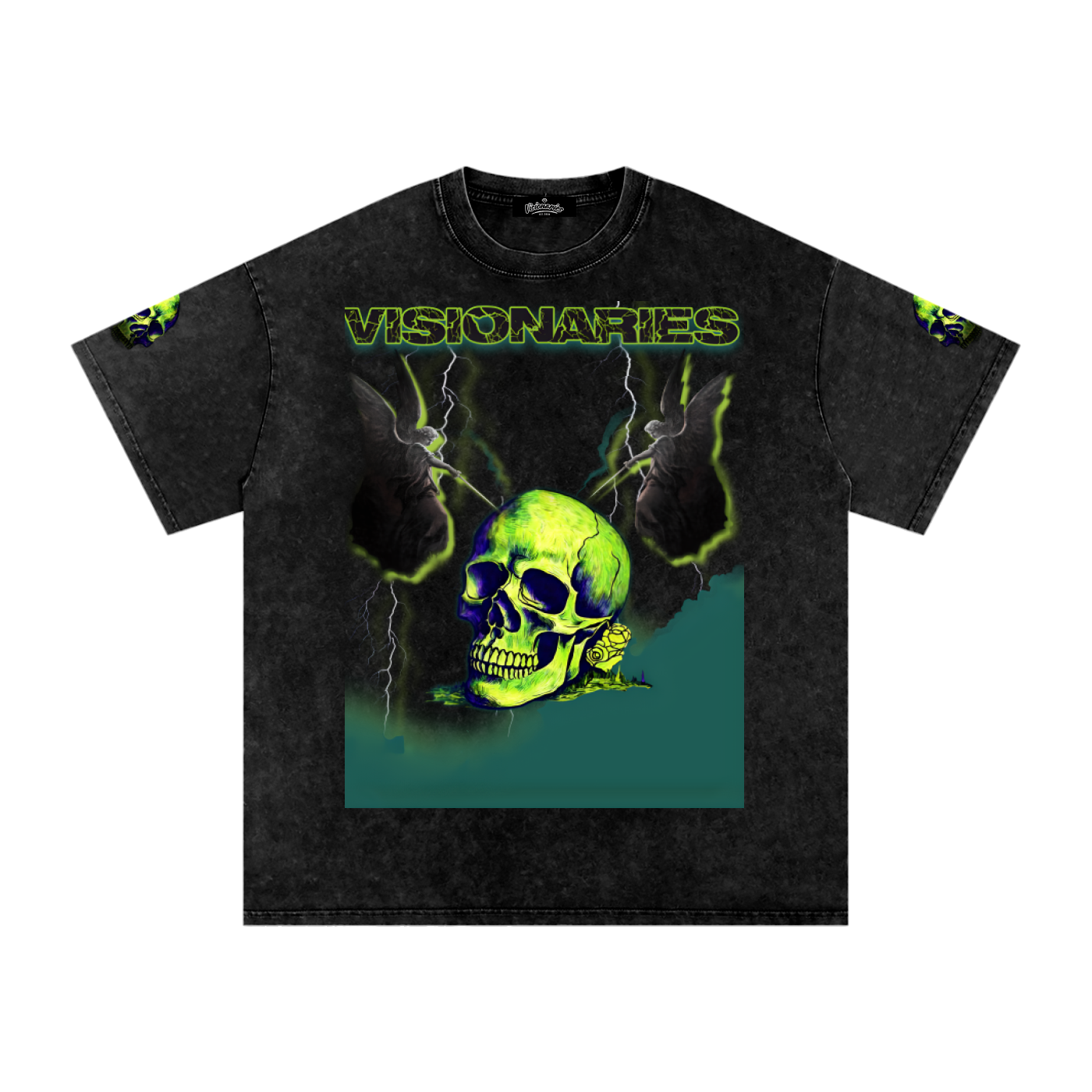 Snow Washed Oversized Slime Skull T-shirt