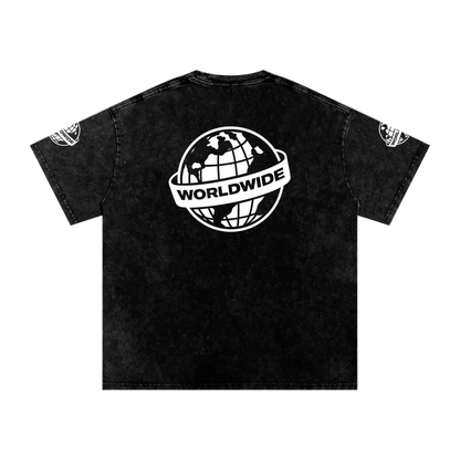Visionaries World Wide Snow Washed Oversized Cotton T-Shirt