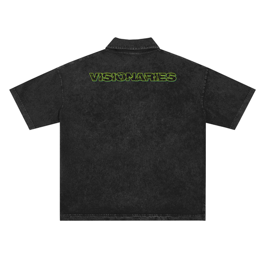 Slime 💚 Skull 💀Snow-Washed Polo T-Shirt
