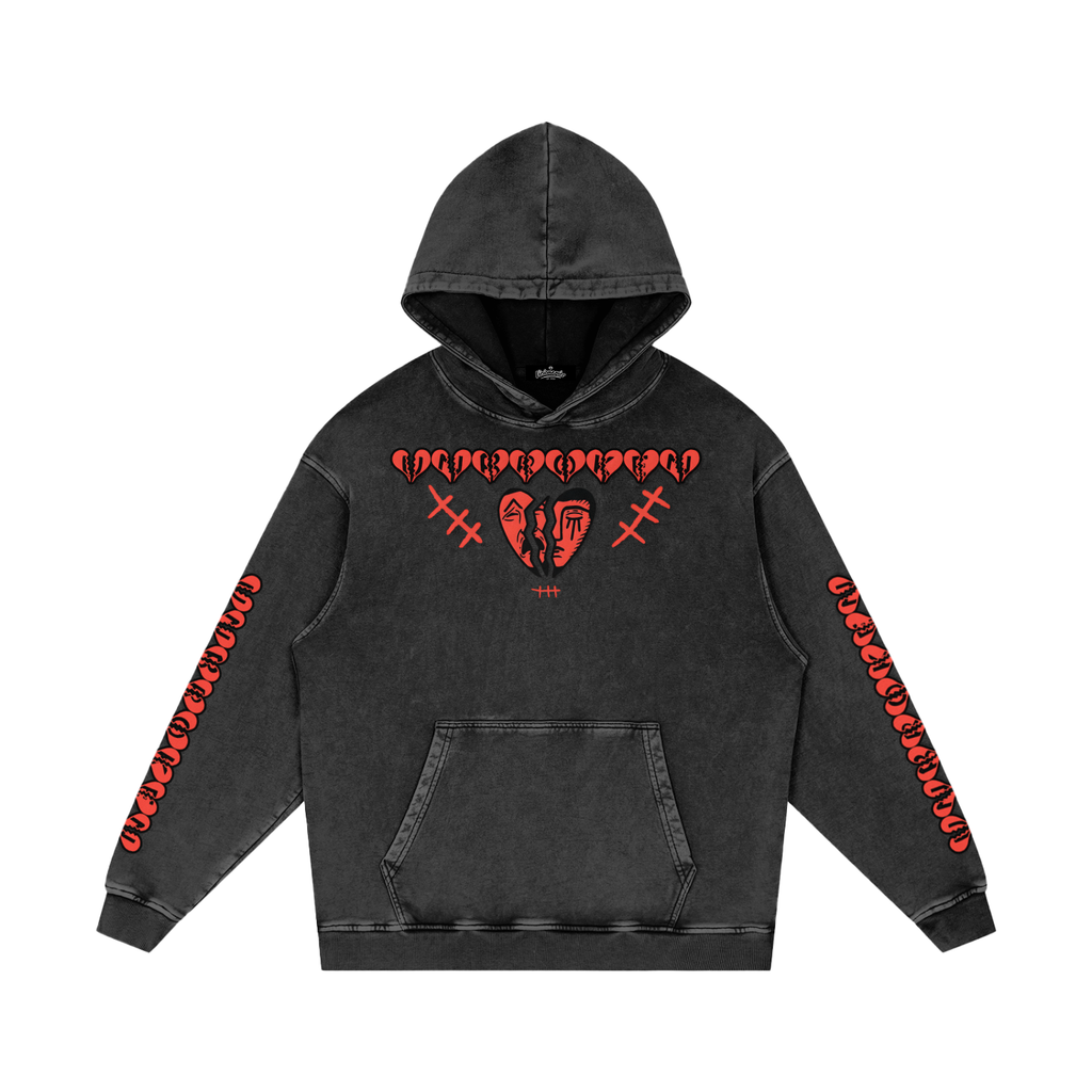 Unbroken Snow Washed Loose Cotton Hoodie