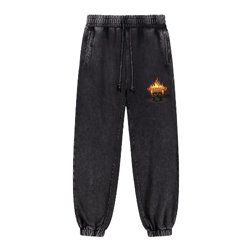 Snow Wash Heavyweight Flame 🔥  Skull 💀  Sweatpants