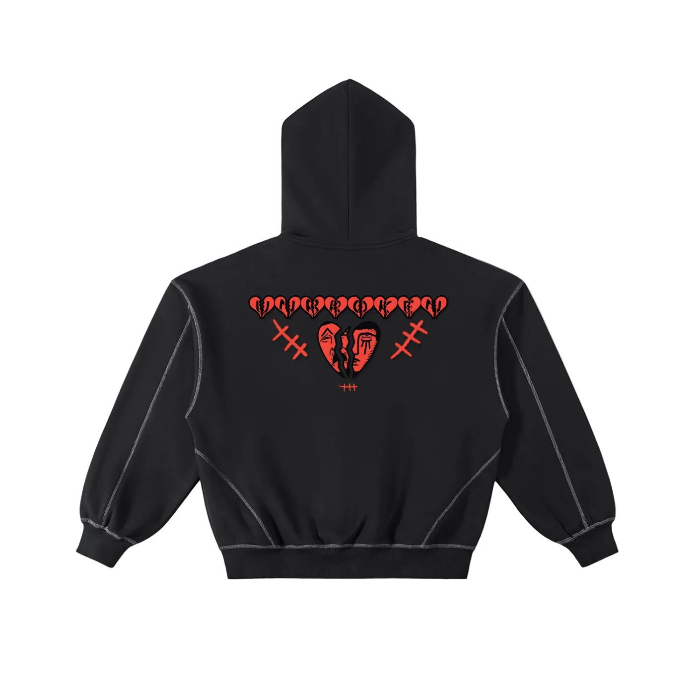 Unbroken 💔 Stitched Boxy Fleece Zip Hoodie