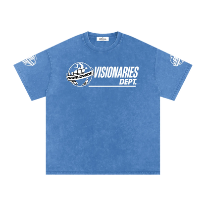 Visionaries World Wide Snow Washed Oversized Cotton T-Shirt