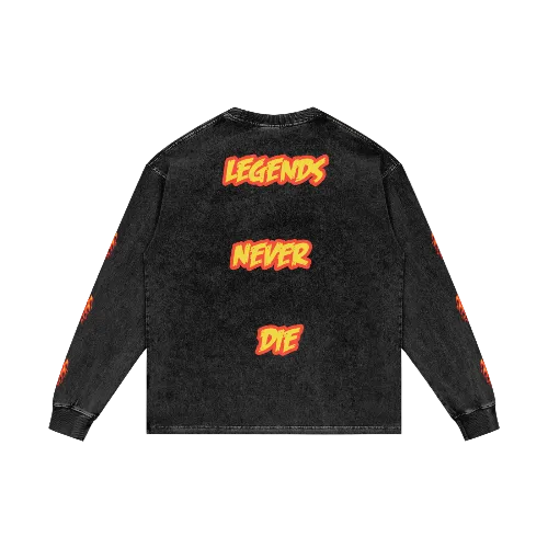 Big Red Machine🔥 Acid Wash Oversize Long Sleeve T-Shirt