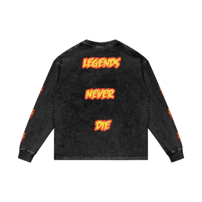 Big Red Machine🔥 Acid Wash Oversize Long Sleeve T-Shirt
