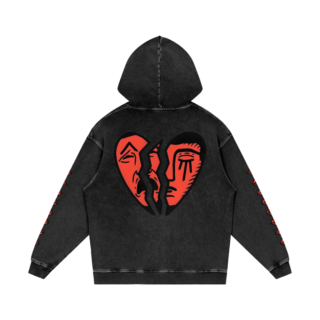 Unbroken Snow Washed Loose Cotton Hoodie