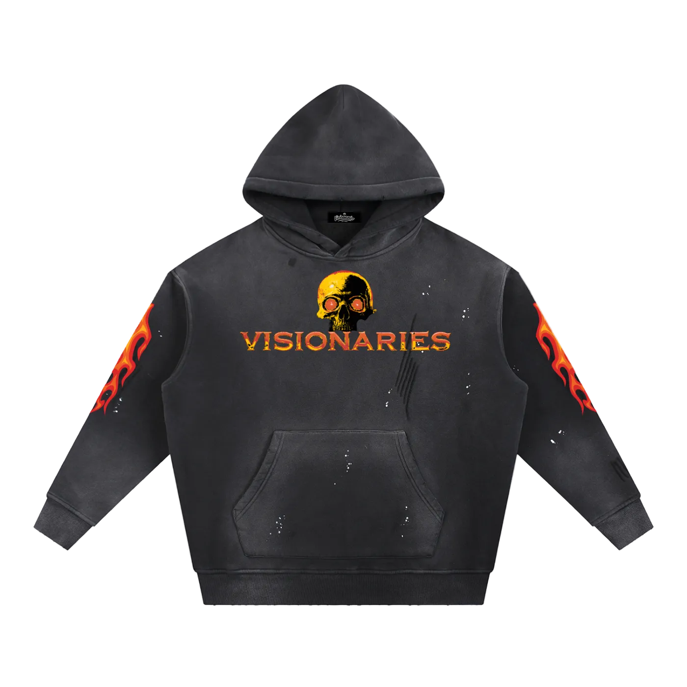 Vintage Washed Flame 🔥  Skull 💀  Fleece Hoodie