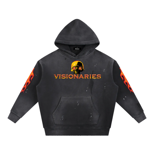 Vintage Washed Flame 🔥  Skull 💀  Fleece Hoodie