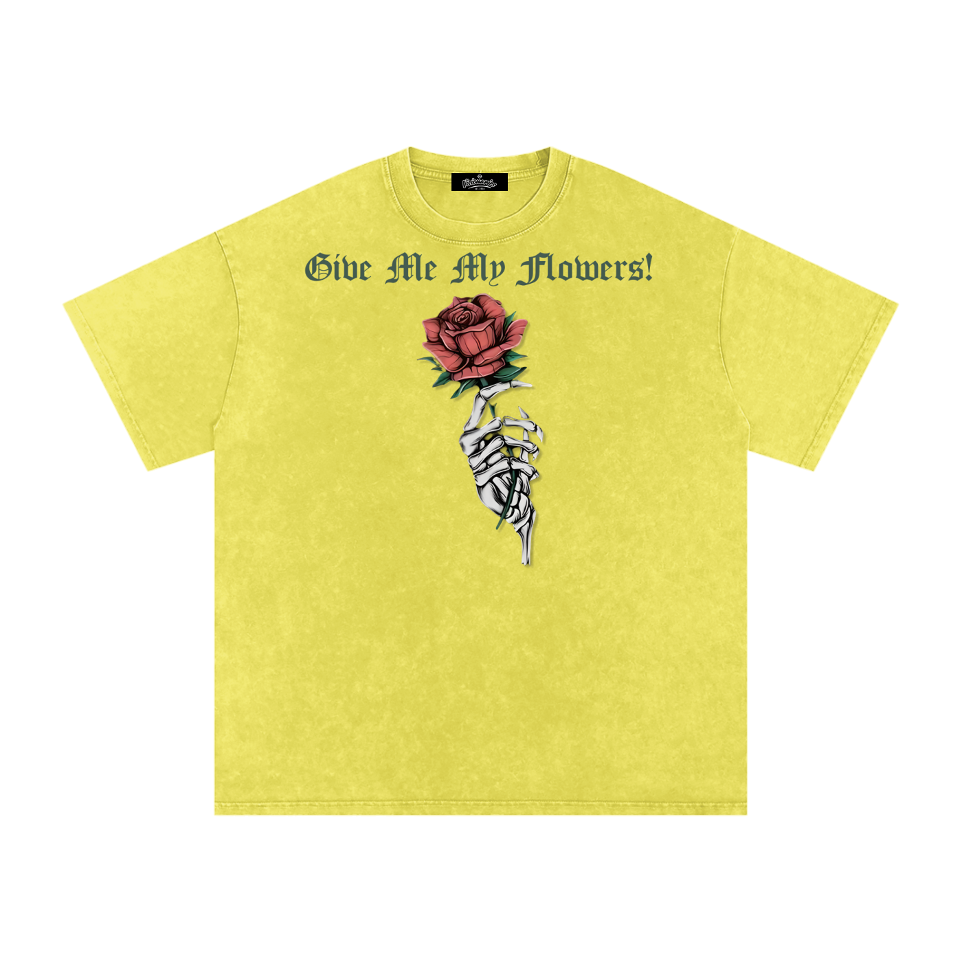 "Give Me My Flowers" 🌹 Snow Washed Oversized Cotton T-Shirt